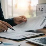 Financiamento de veículos: estabilidade empregatícia e aprovação Pessoa analisando documentos de financiamento de veículo, simbolizando a importância da estabilidade no emprego.