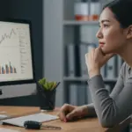 Financiamento de Carro Usado com Score Baixo: Dicas para Aprovação em 2025 Pessoa analisando gráficos financeiros e chaves de carro, pensando em financiamento com score baixo.