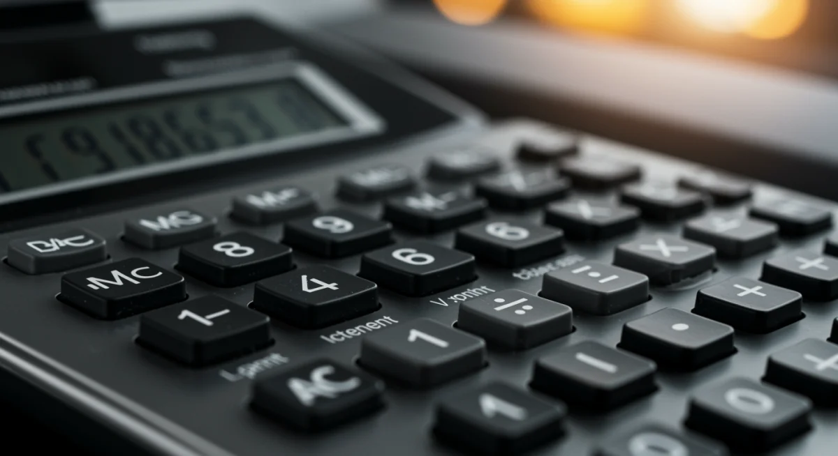 Calculadora financeira exibindo juros e parcelas de financiamento de veículo.