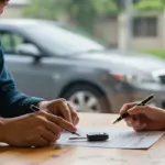 Renegociar financiamento de carro: alivie seu orçamento em 30% em 2025 Casal analisando documentos para renegociar financiamento de carro e aliviar orçamento familiar.