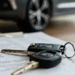 Financiamento Automotivo: Melhores Taxas Abaixo de 1,5% em 2025 Chave de carro sobre documentos financeiros, com um carro moderno ao fundo, representando o financiamento automotivo.