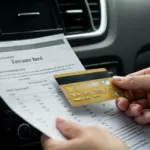 Financiamento de Veículos: Taxas, Negociação e Aprovação Mãos analisando documentos de financiamento de veículos com calculadora e chaves de carro, simbolizando comparação de taxas e negociação.