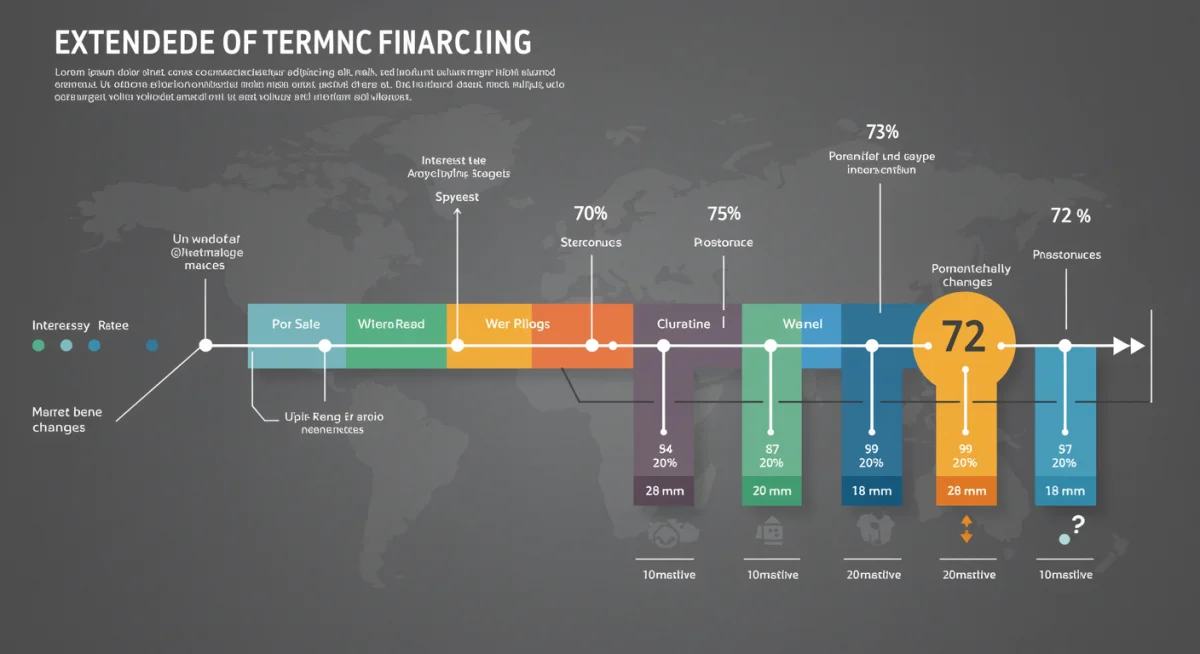 Gráfico de linha do tempo detalhando um financiamento automotivo de 72 meses com juros e parcelas.
