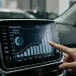 Aumento do IOF 2025: Impacto no Financiamento Automotivo Painel de carro moderno com gráficos financeiros, simbolizando o impacto do aumento do IOF no financiamento automotivo.
