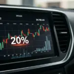 Selic a 10,75%: Impacto no Financiamento Automotivo em 2025 Painel de carro moderno com gráficos financeiros e indicação de taxa Selic, ano 2025, simbolizando o impacto no financiamento automotivo.
